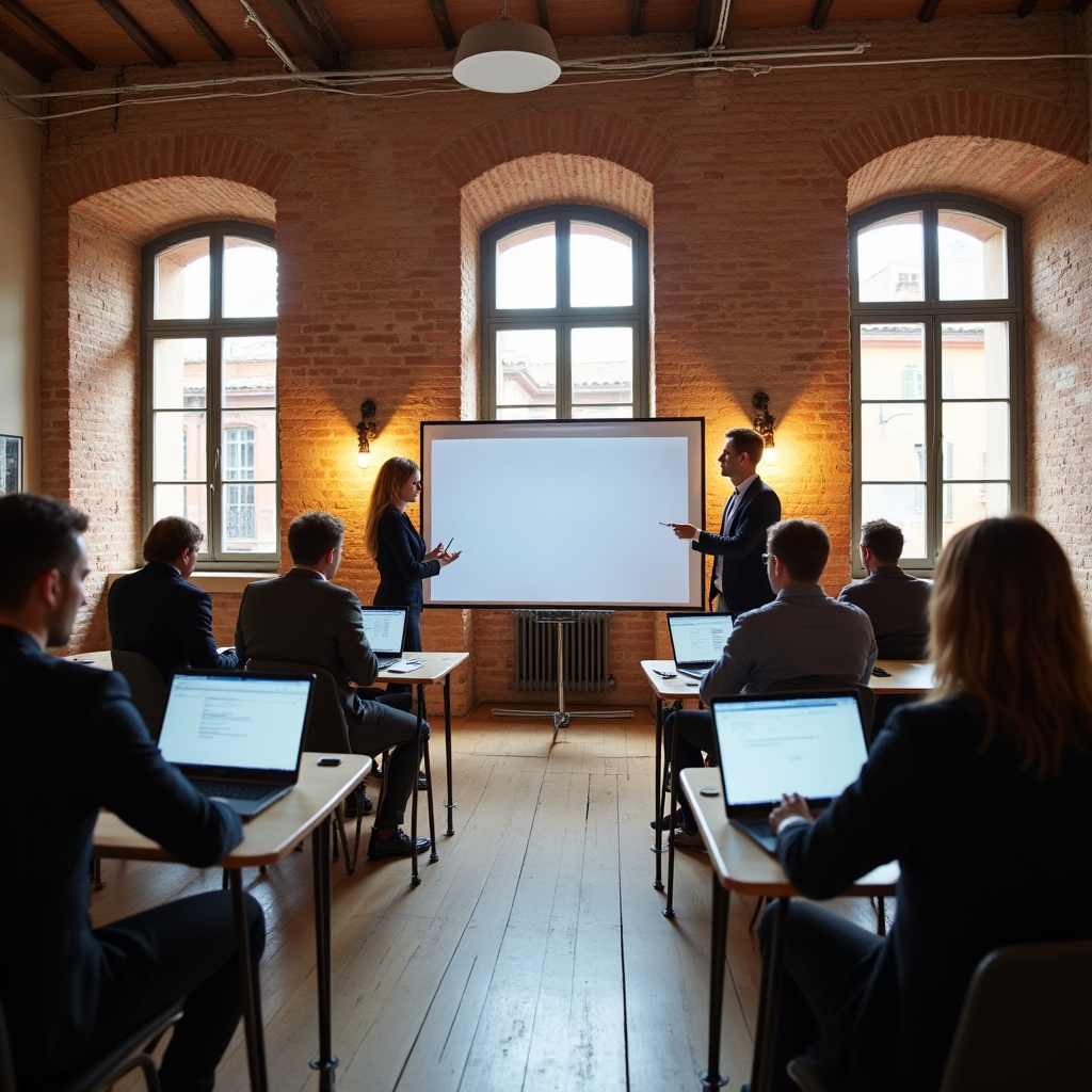 Aula del corso a Bologna con partecipanti che lavorano sui propri dati